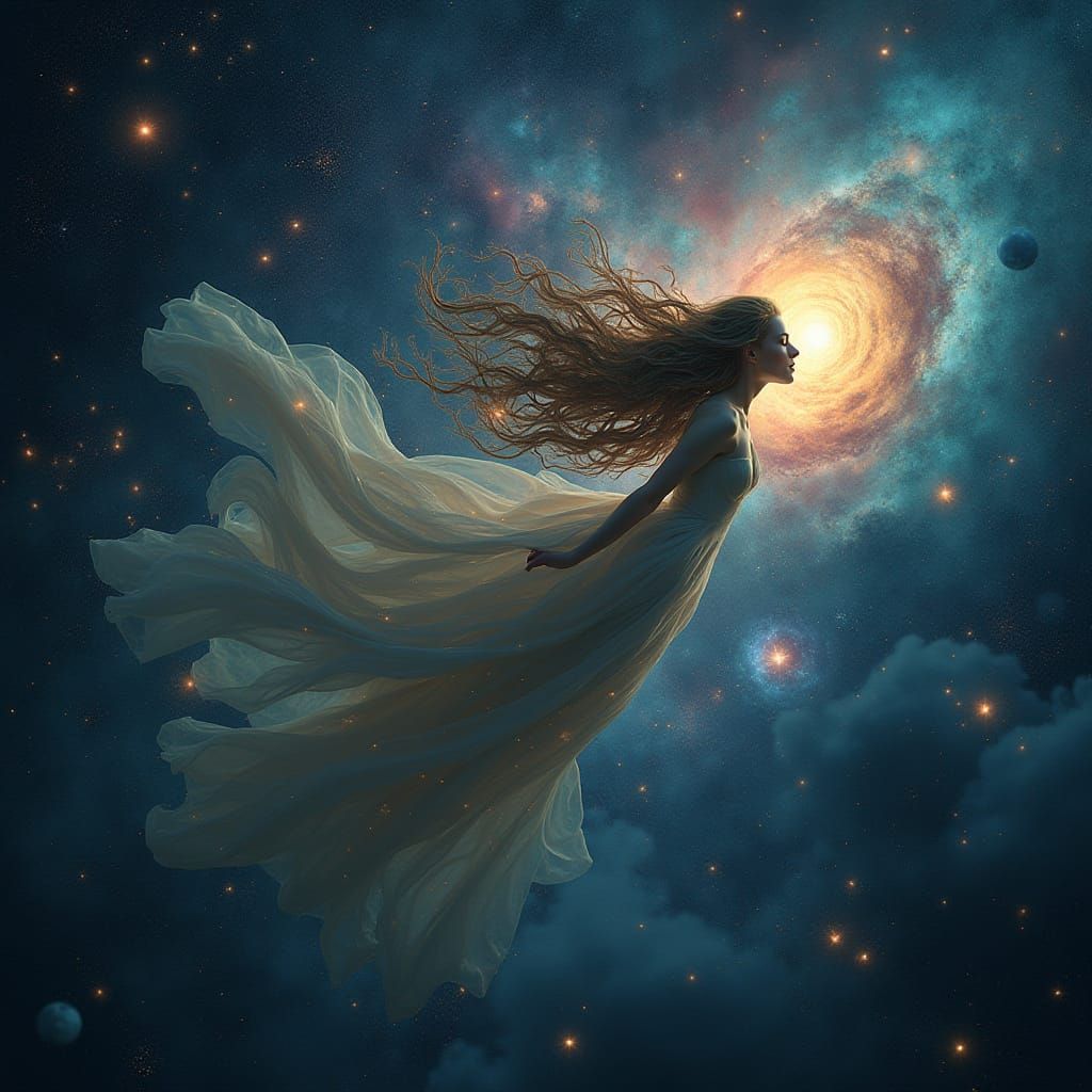 Celestial Witch Floating in Deep Space