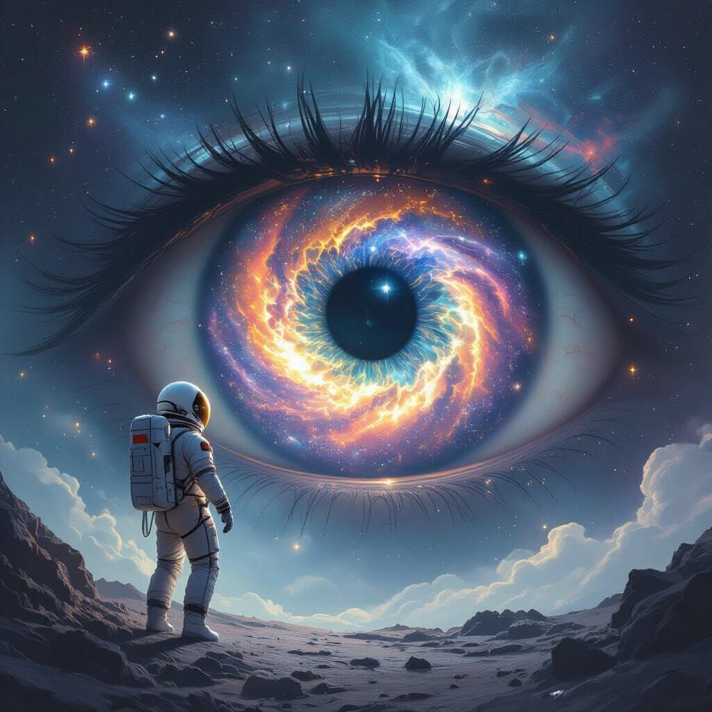 Astronaut Gazes into Cosmic Eye Nebula