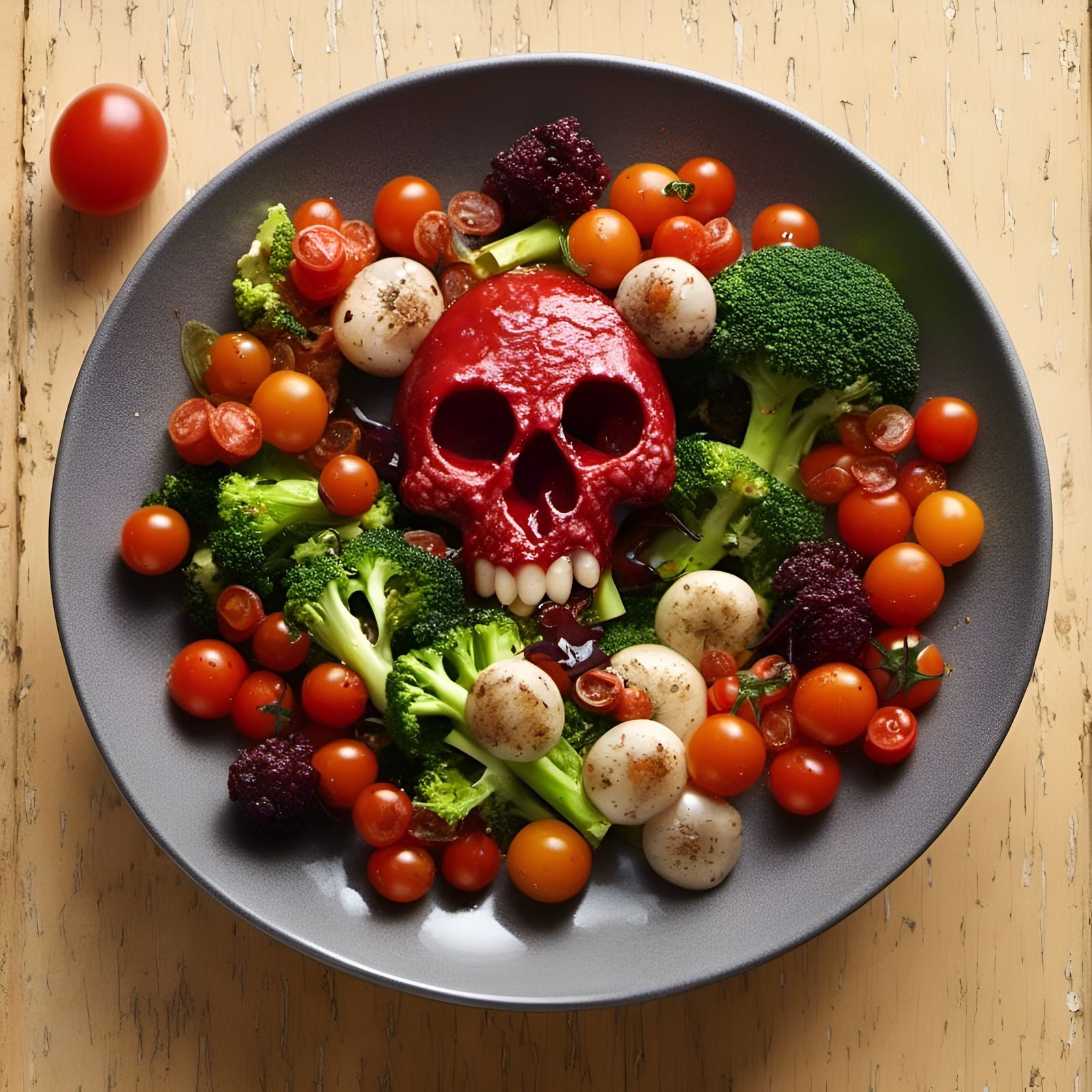 Horror Salad with Body Parts, Hyperrealistic Digital Art