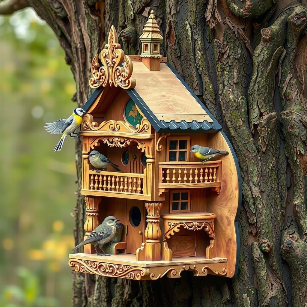 "The manor" hand made multi occupancy bird house