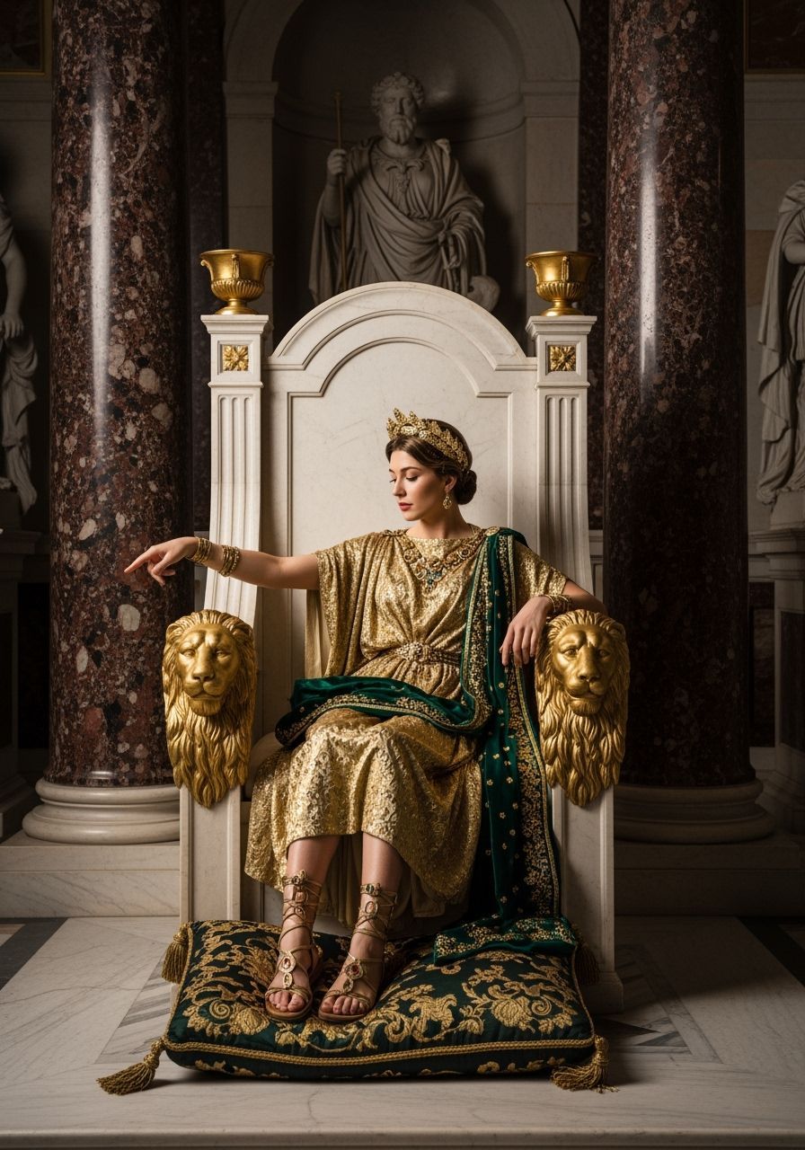 Roman Empress on Marble Throne, Professional Photography