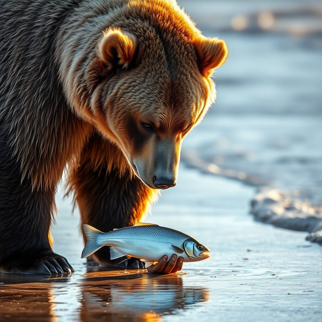 Brown Bear Catching Fish, Wildlife Photography
