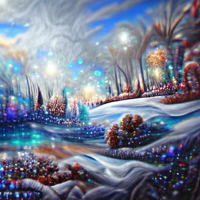 Sparkling Winter Wonderland: Detailed Digital Painting