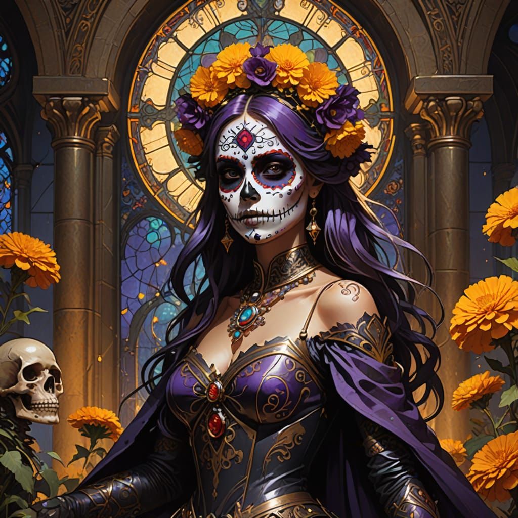 Day of the Dead Christmas Tree in Gothic Cathedral