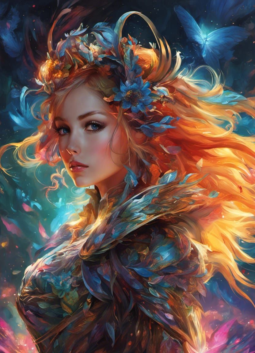 Glitter Warrior Fairy in Aurora Borealis Colors