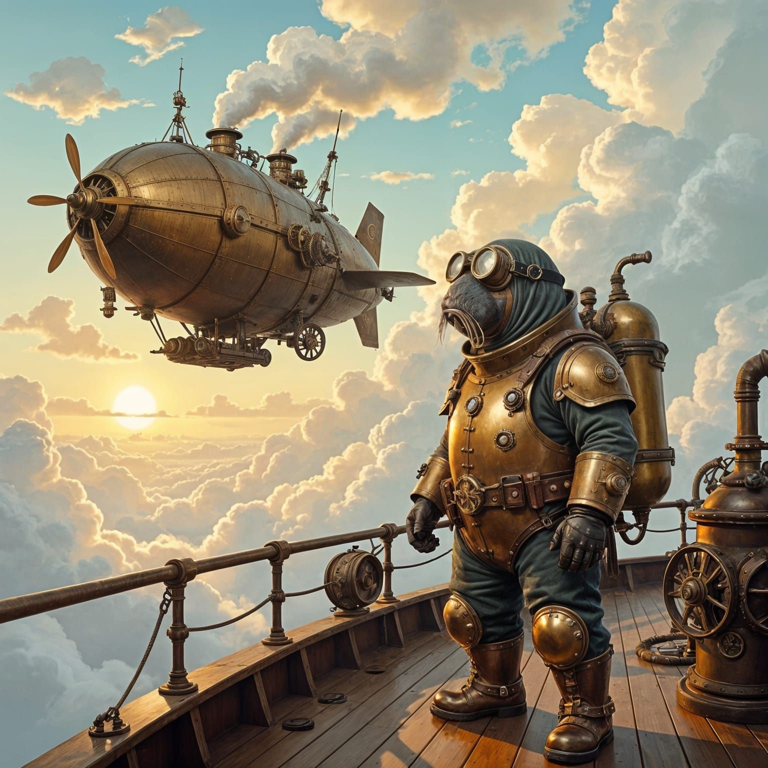 Steampunk Walrus Airship Captain in Victorian Style