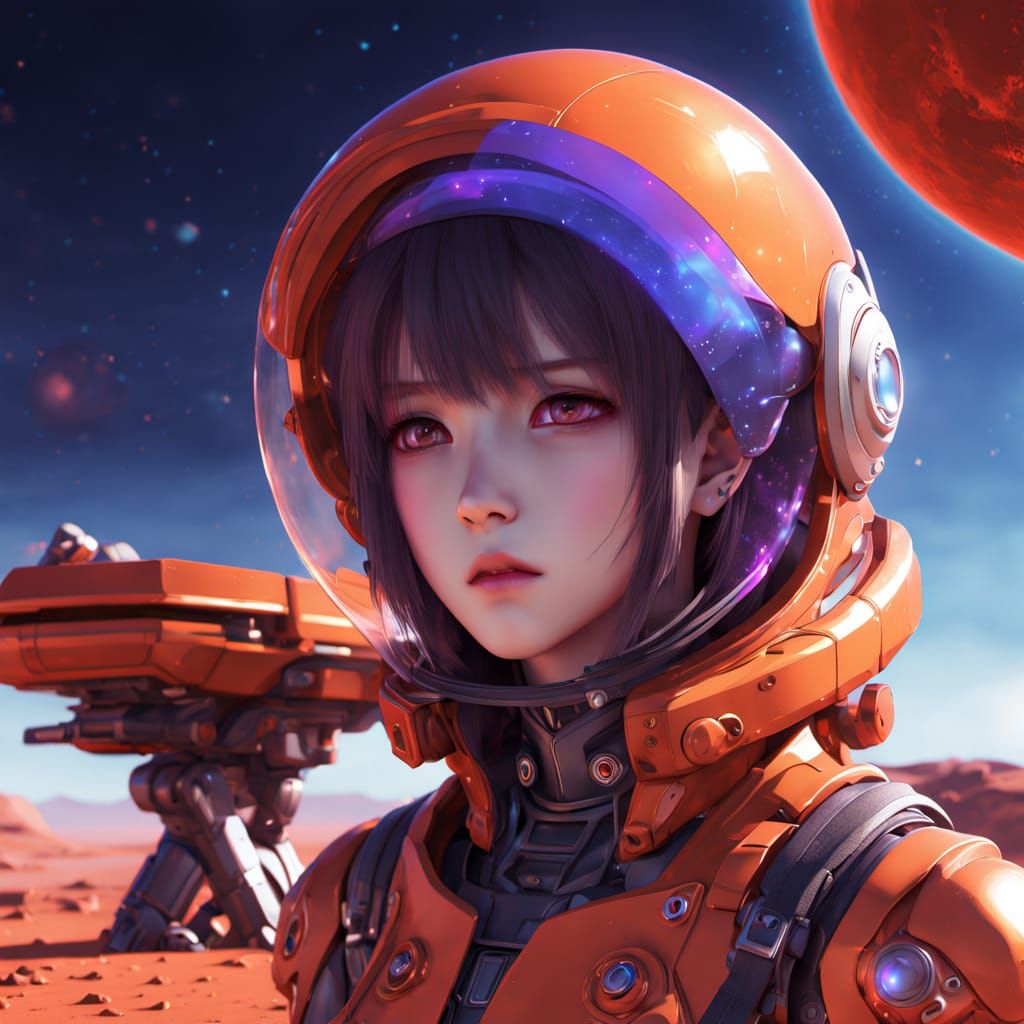 Futuristic Mars Cityscape in 3D Anime Style