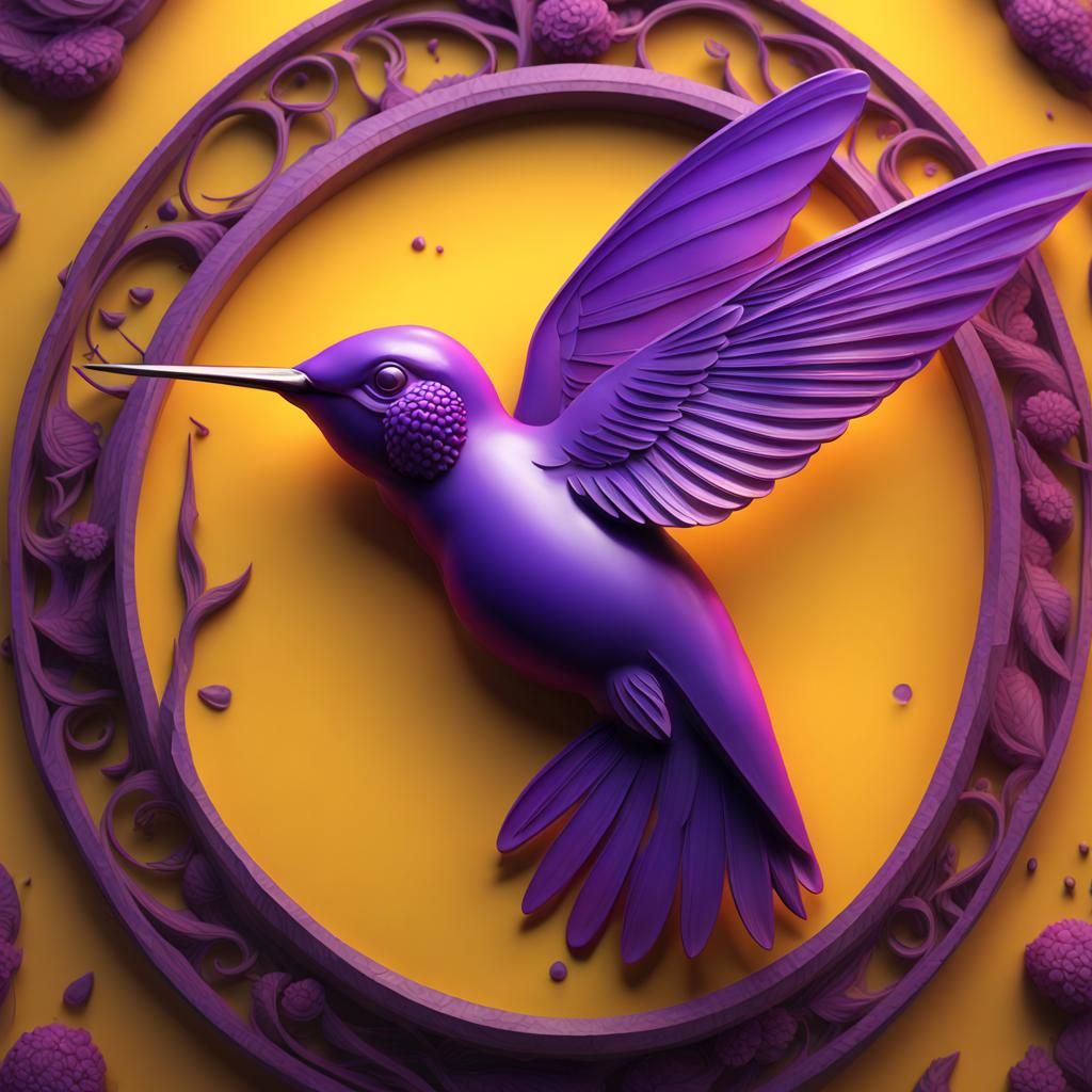 Purple Glass Hummingbird Chalk Art