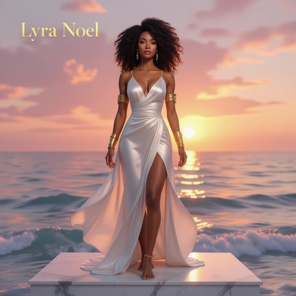 Goddess of Balance Lyra Noel, Radiant Black Woman Portrait