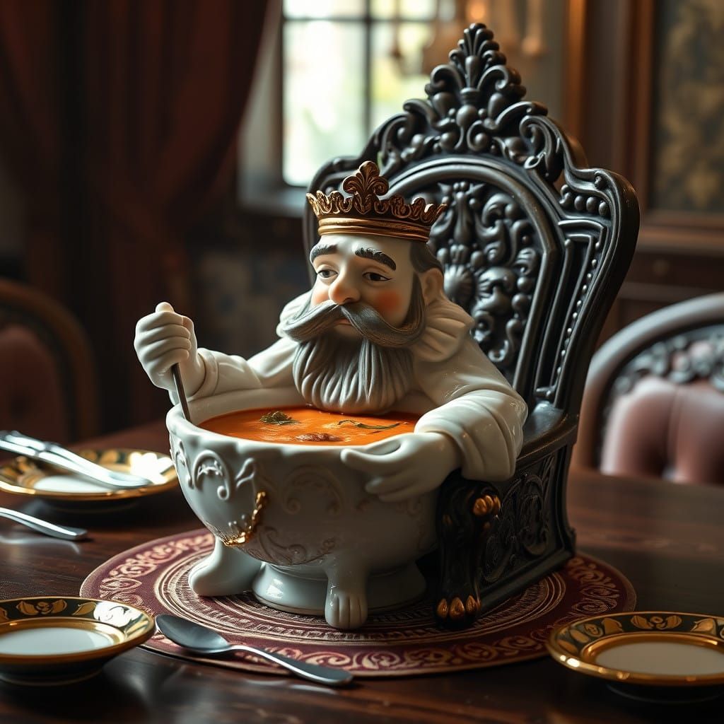 Regal Ceramic Tableware in Whimsical Hyperrealism