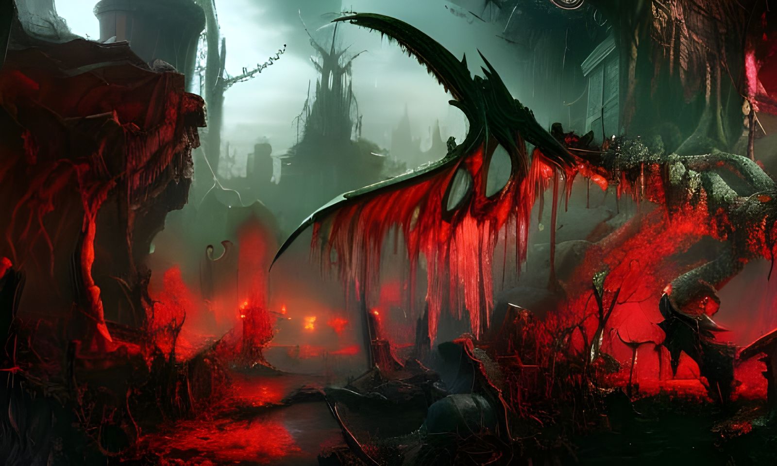 Menacing Dark Fantasy Figure in Hyperdetailed Scene