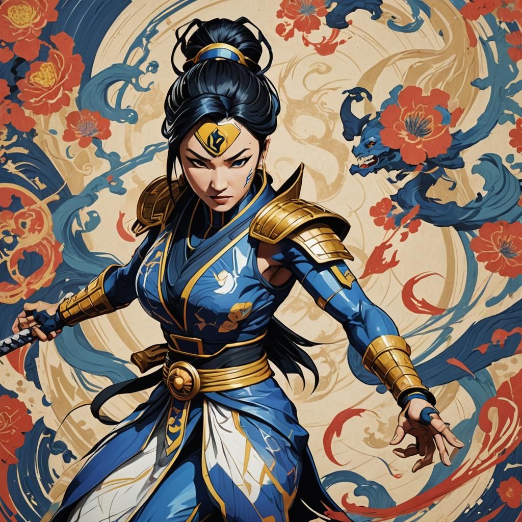 Video Game character Kitana, Mortal Kombat Game of 90' style...