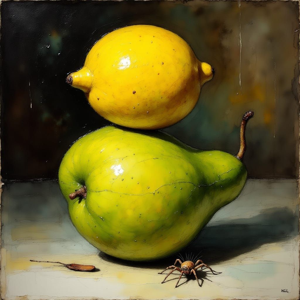 Still Life in a Vibrant Yellow and Emerald Green Aesthetic
