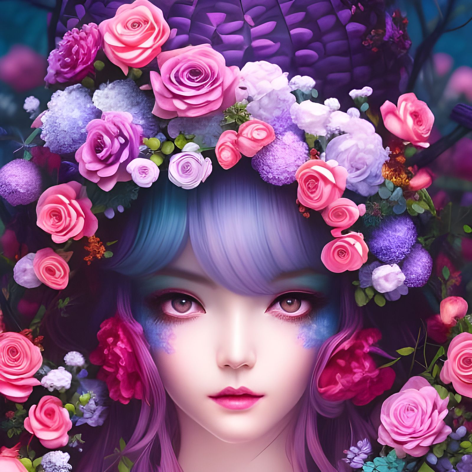 Witchcore Flower Garden in Deep Color Palette