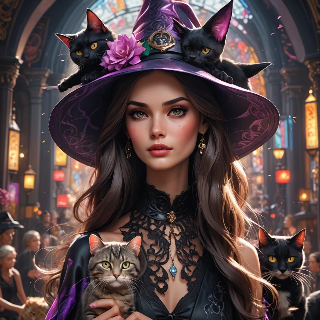 Gothic Brunette Model Portrait in Hyperrealistic Style