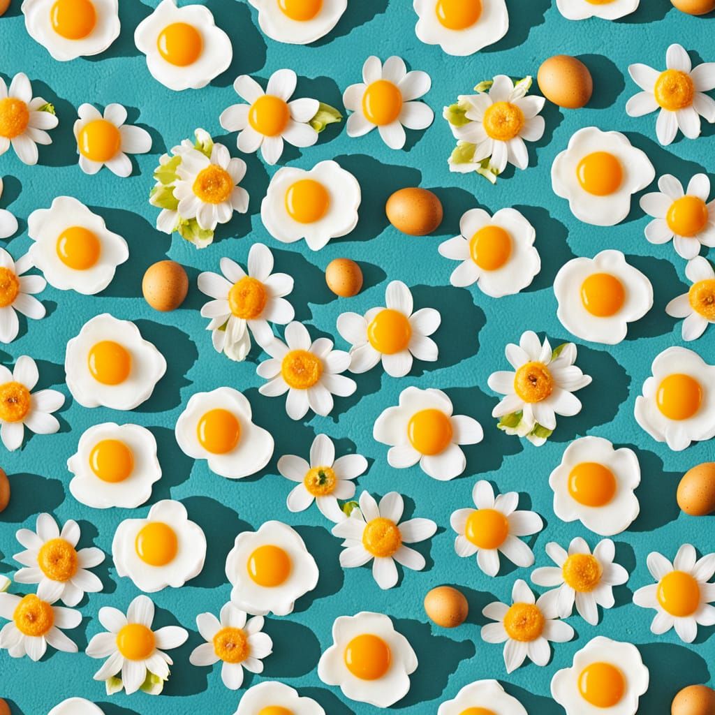 Surreal Flower Made of Sunny Side Up Eggs