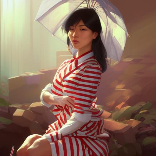 Hyperdetailed Portrait of Asian Woman in Uniform