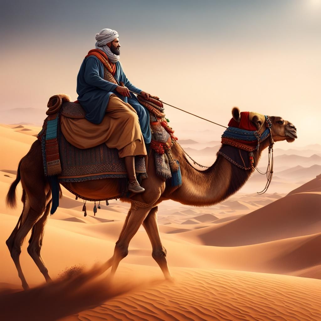 Bedouin on Camel: Detailed Matte Painting