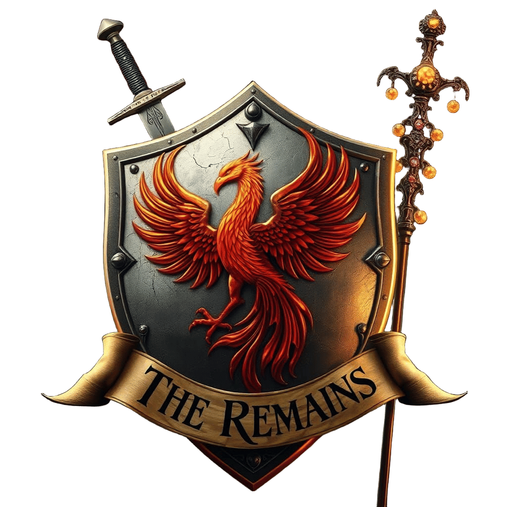 Phoenix Shield with Sword and Staff