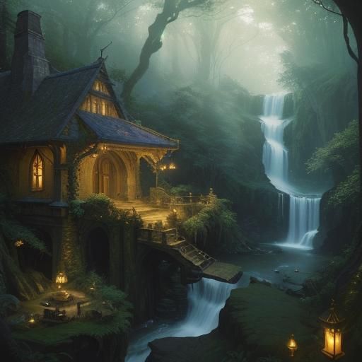 Enchanting Elven Village in Mystical Forest