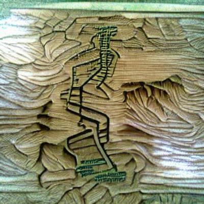 Woodcut Illustration of a Hiking Trail