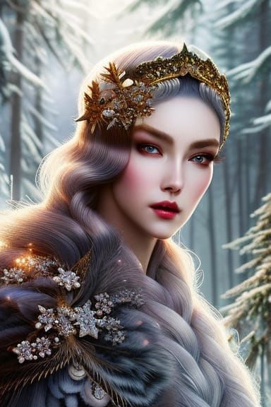 Beautiful Snow Queen Goddess: Hyperdetailed Fantasy Art
