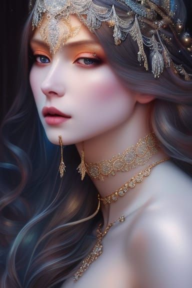 Detailed Snow Queen Portrait in Vivid Colors