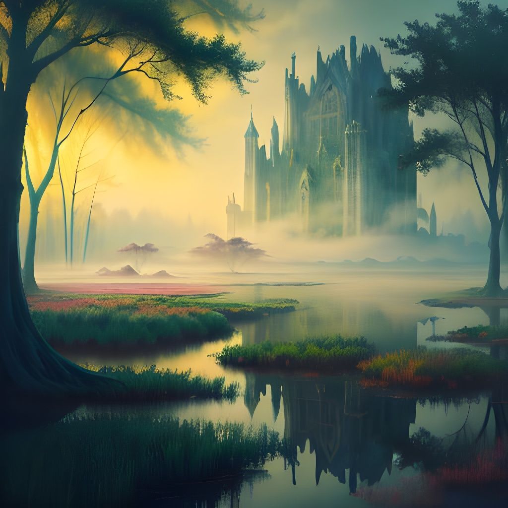 Atmospheric Swamp: Romantic Fantasy Landscape in 16K