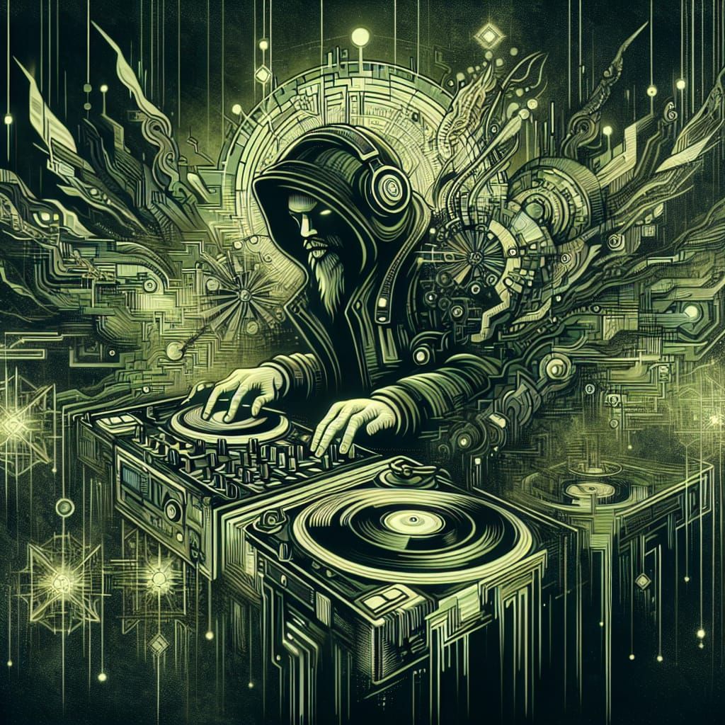 Graffiti Art: Techno Wizard DJ in Psychedelic Style