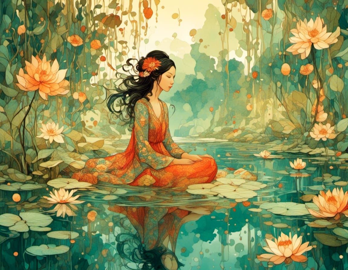 Shimmering Summer Lake: Watercolor Painting