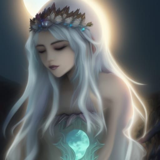 Moon Elf Princess in Lightning Storm