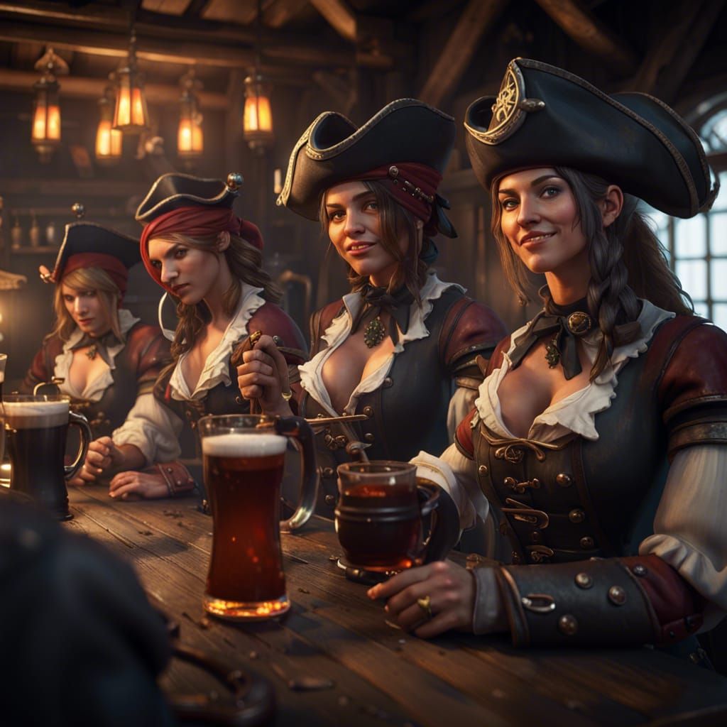 Pirate Tavern Scene in 3D Cinematic Style