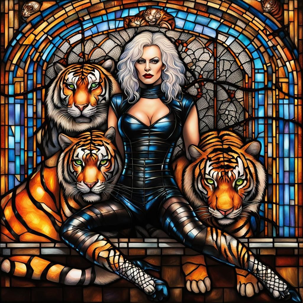 Stained-Glass Pinhead as Seductive Tiger Woman