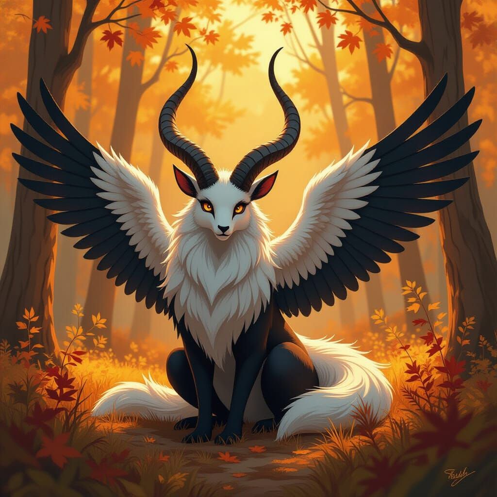 Celestial Forest Creature in Manga Splash Art Style