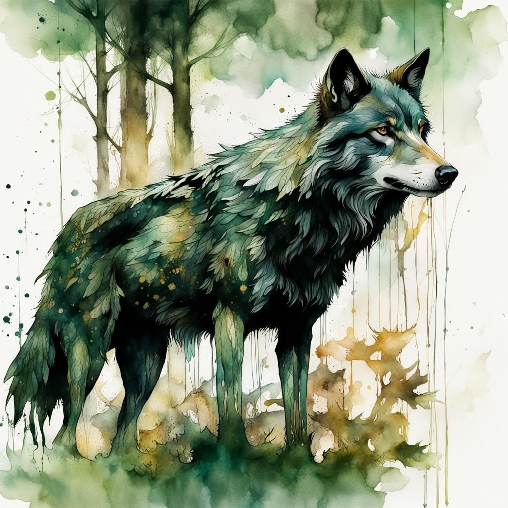 Enchanted Woodland Scene in Watercolor Style