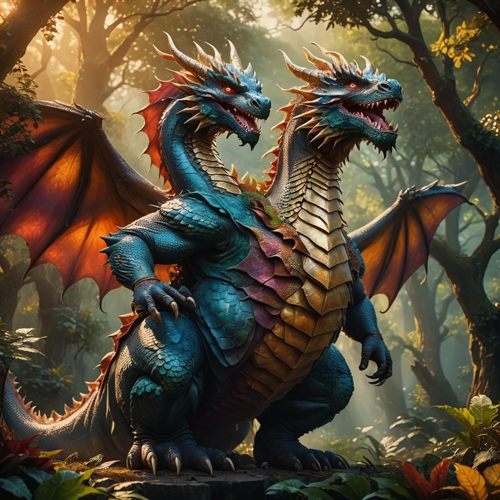 Fantasy Dragon with Large Belly in Digital Art