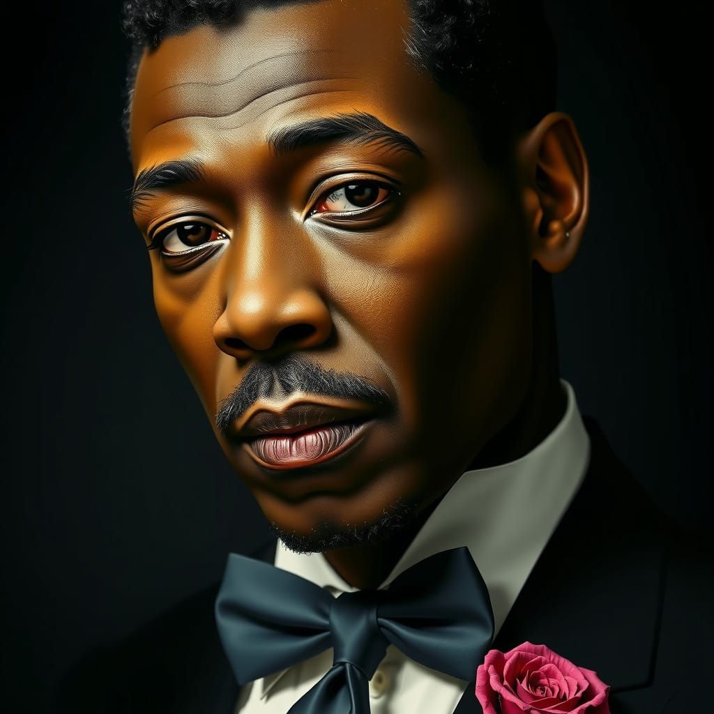 Surrealist Portrait of Nat King Cole in Moody Triadic Colors