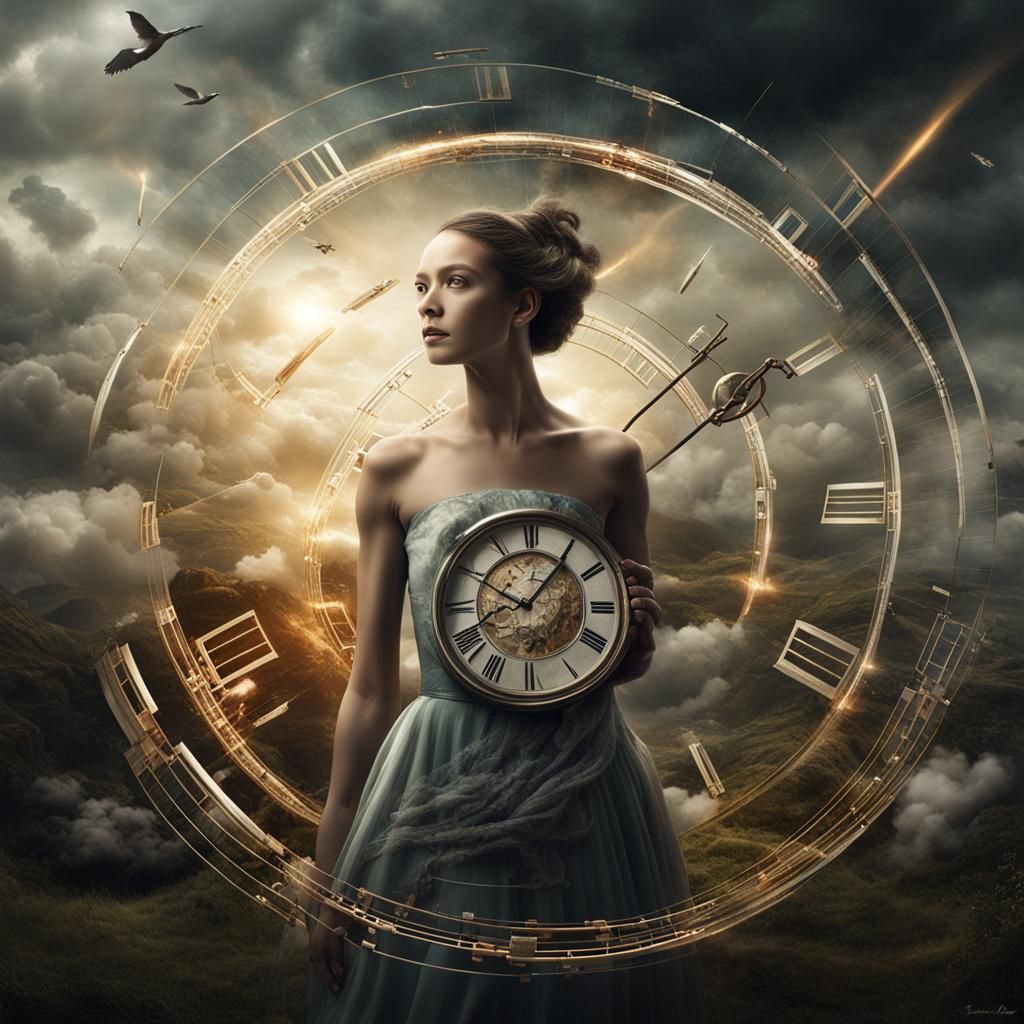 Woman in Time: Hyperrealistic Digital Matte Painting