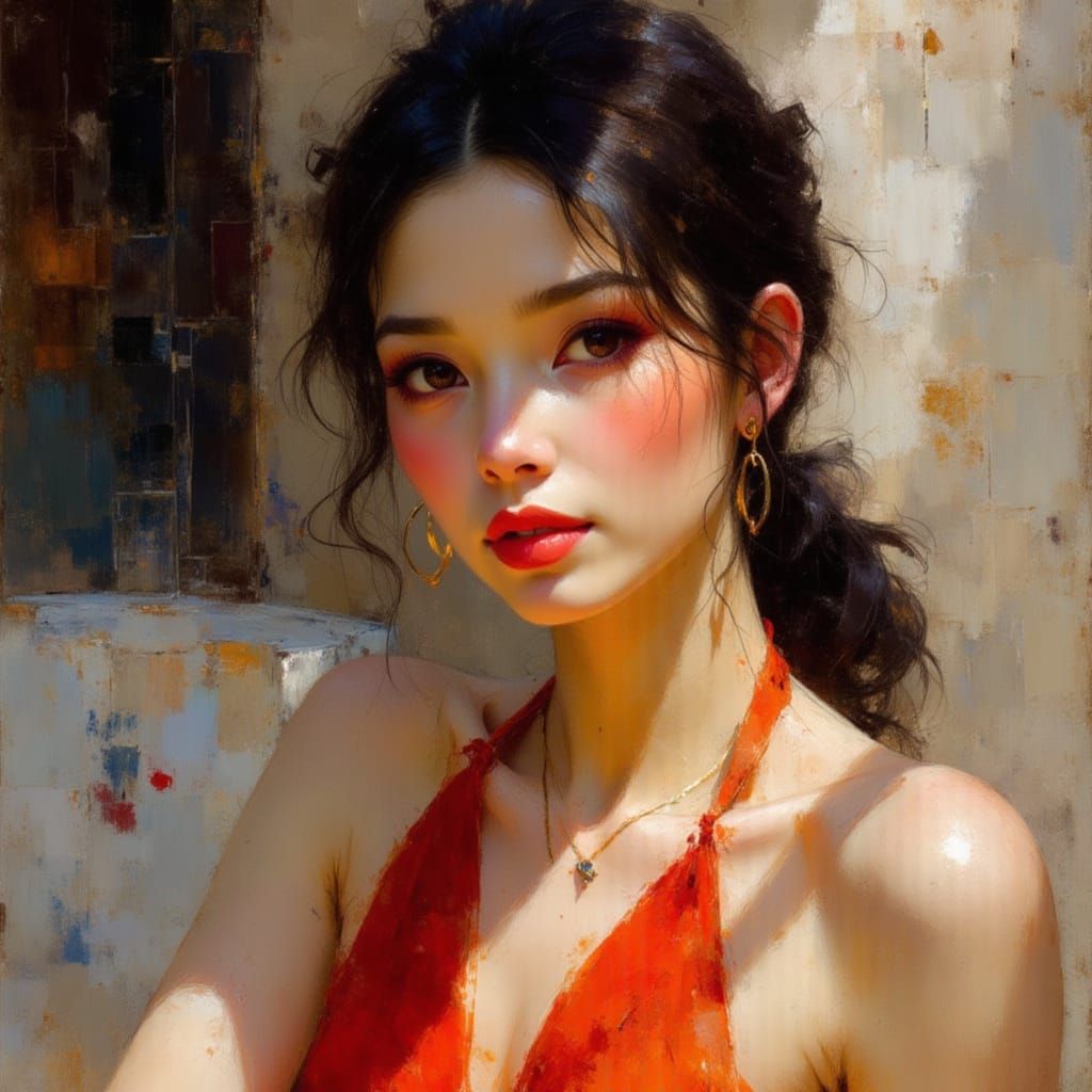 Elegant Portrait with Expressive Eyes and Flawless Skin