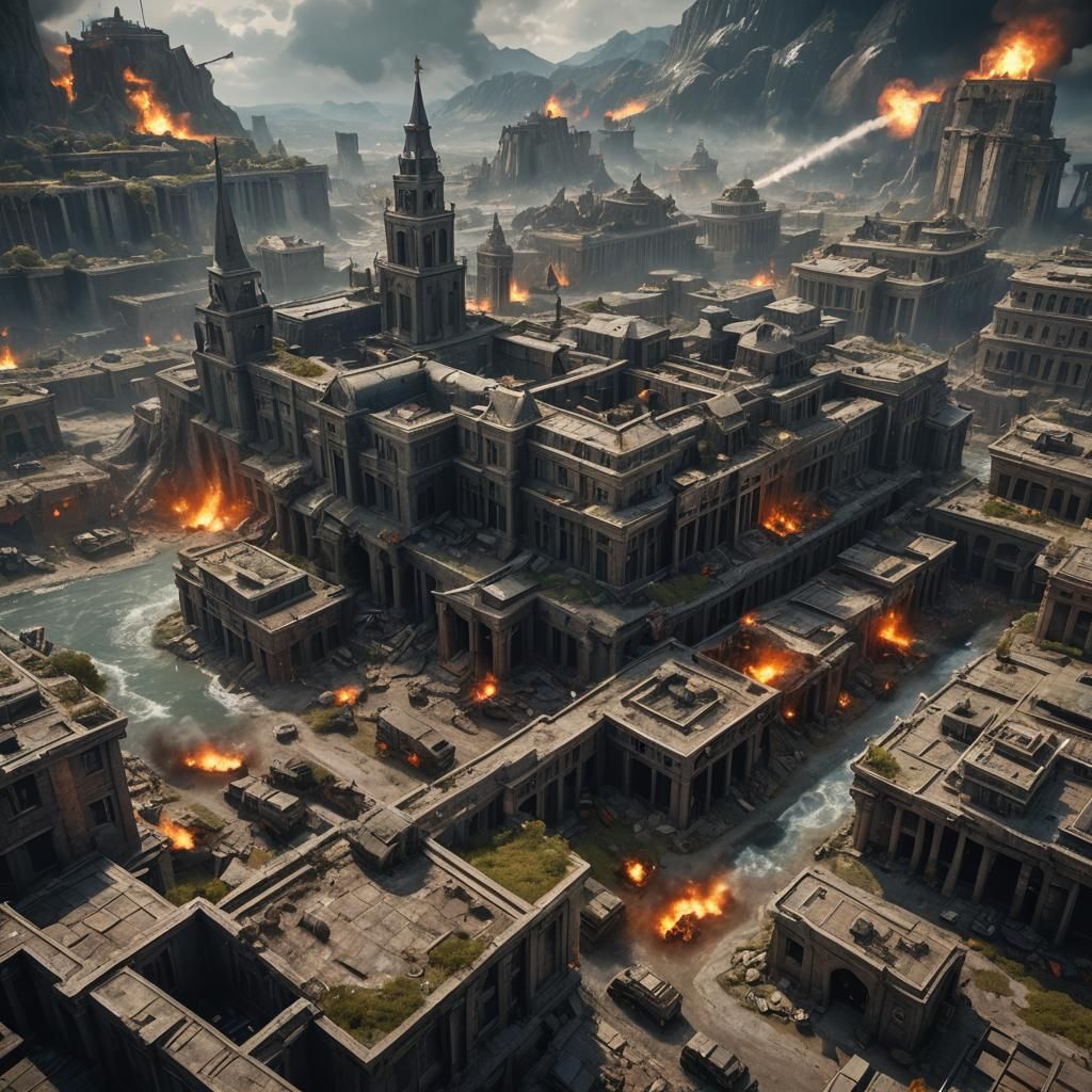 Detailed Matte Painting of World War 3 Concept