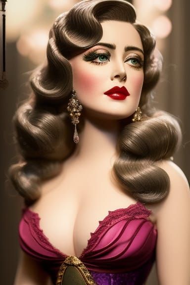 Elaborate Pin-Up Portrait in Victorian Style
