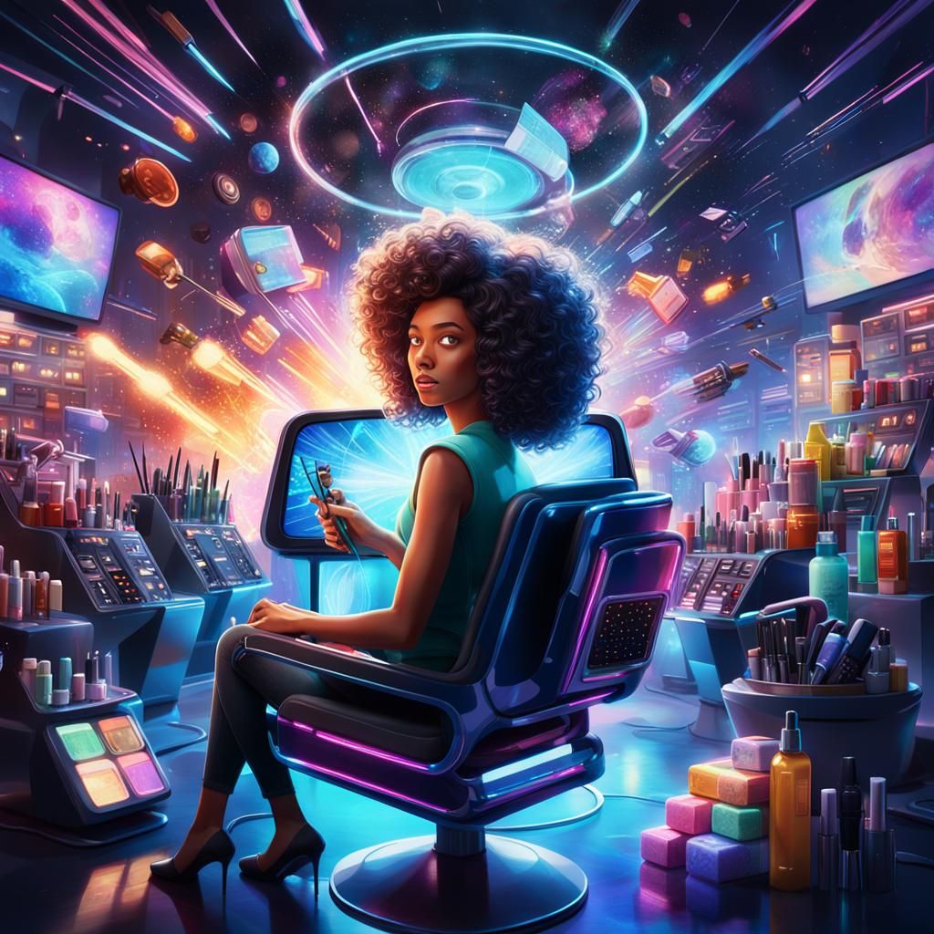 Futuristic Beauty Salon Concept Art in Digital Painting Styl...