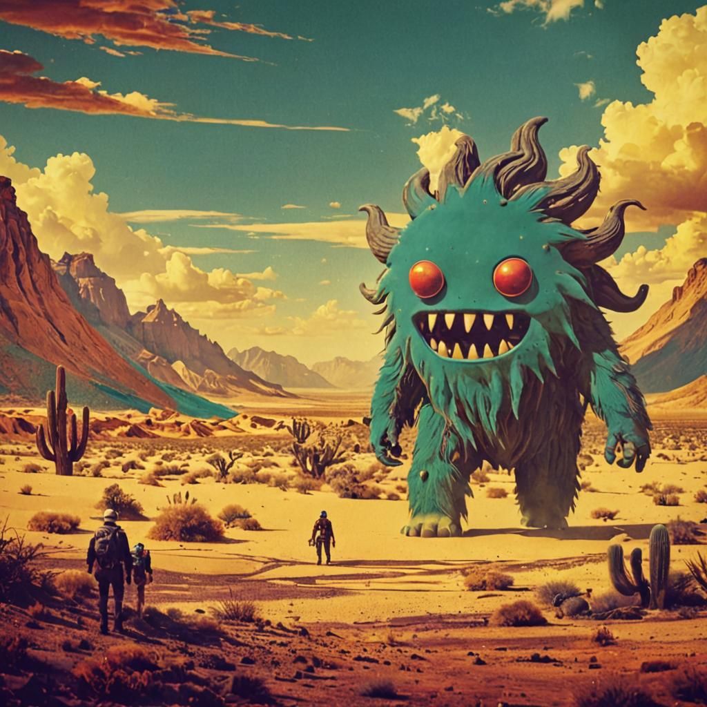 Retro Polaroid of a Desert Monster Nomad