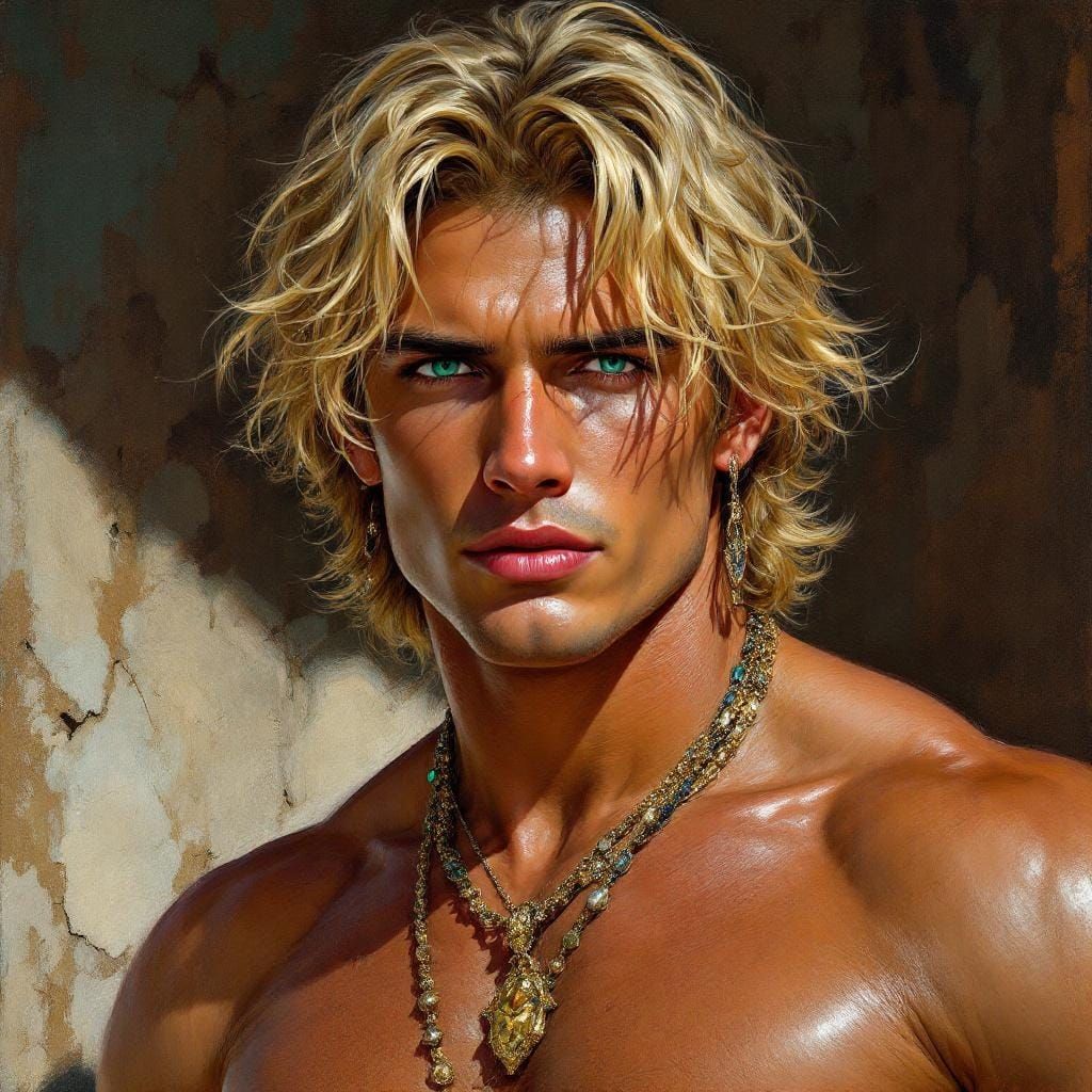 Portrait of a Blond Man in Hyperrealistic Style