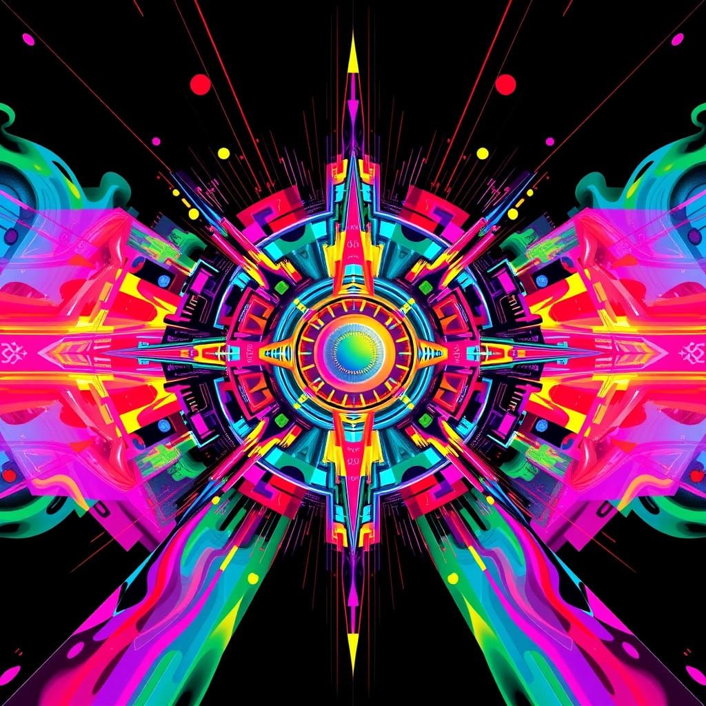 Pop Art Amalgam in Triadic Colors, Digital Artwork