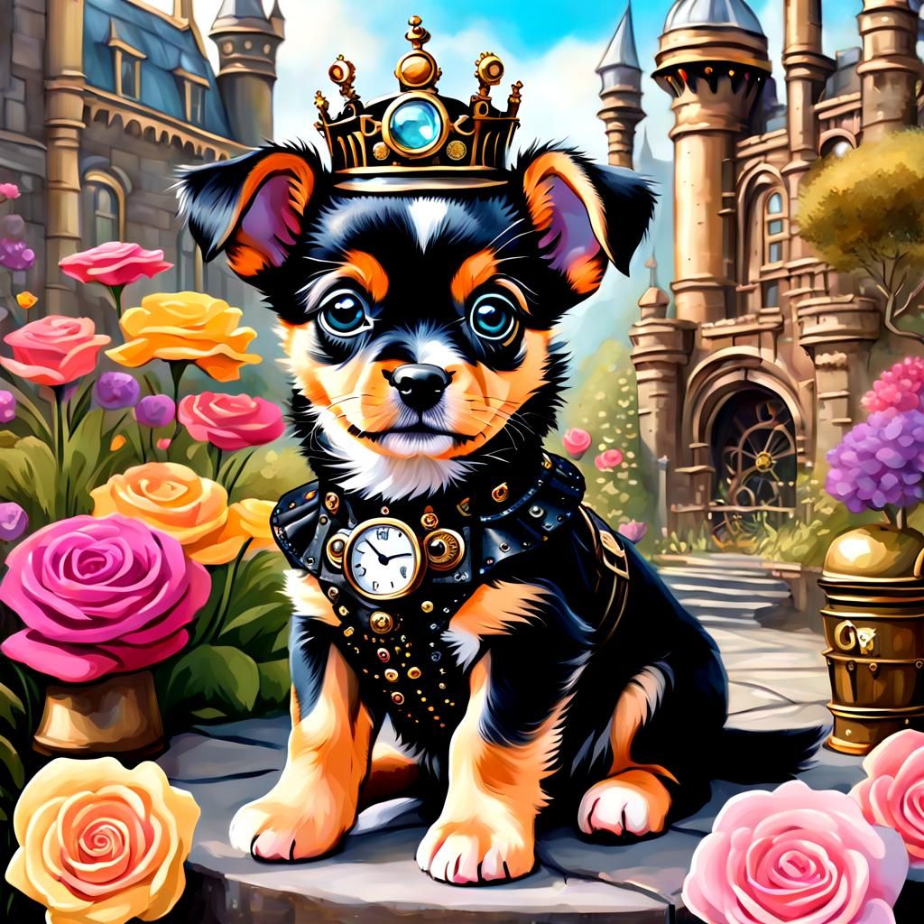 Steampunk Puppy in Candy Kingdom Garden