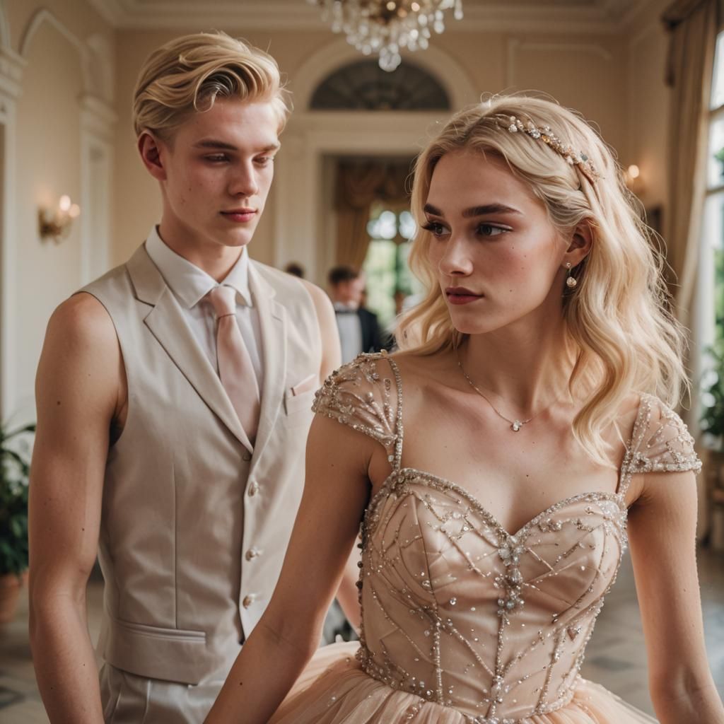 High-Fashion Portrait of Boy in Prom Dress
