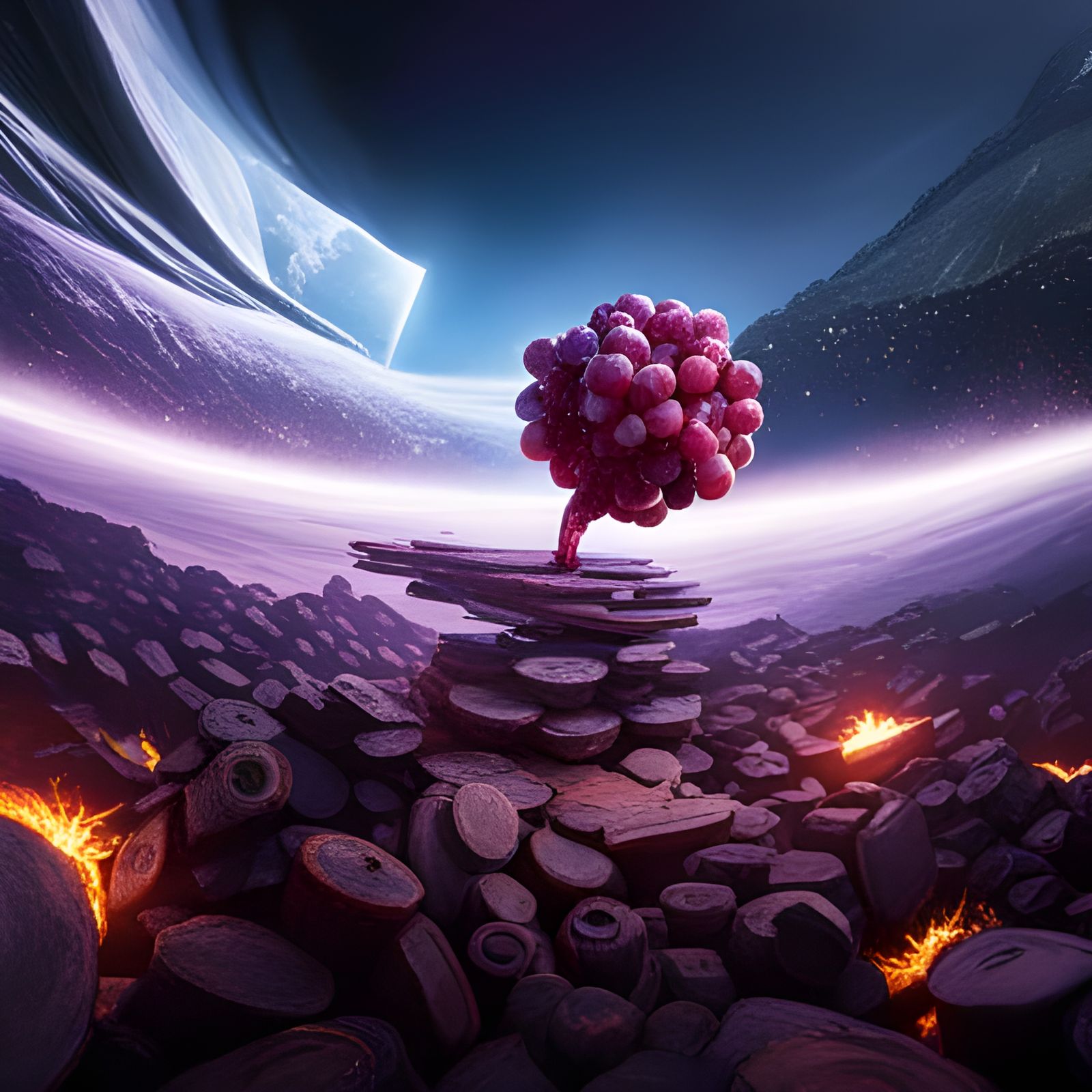 Bundle of grapes in space