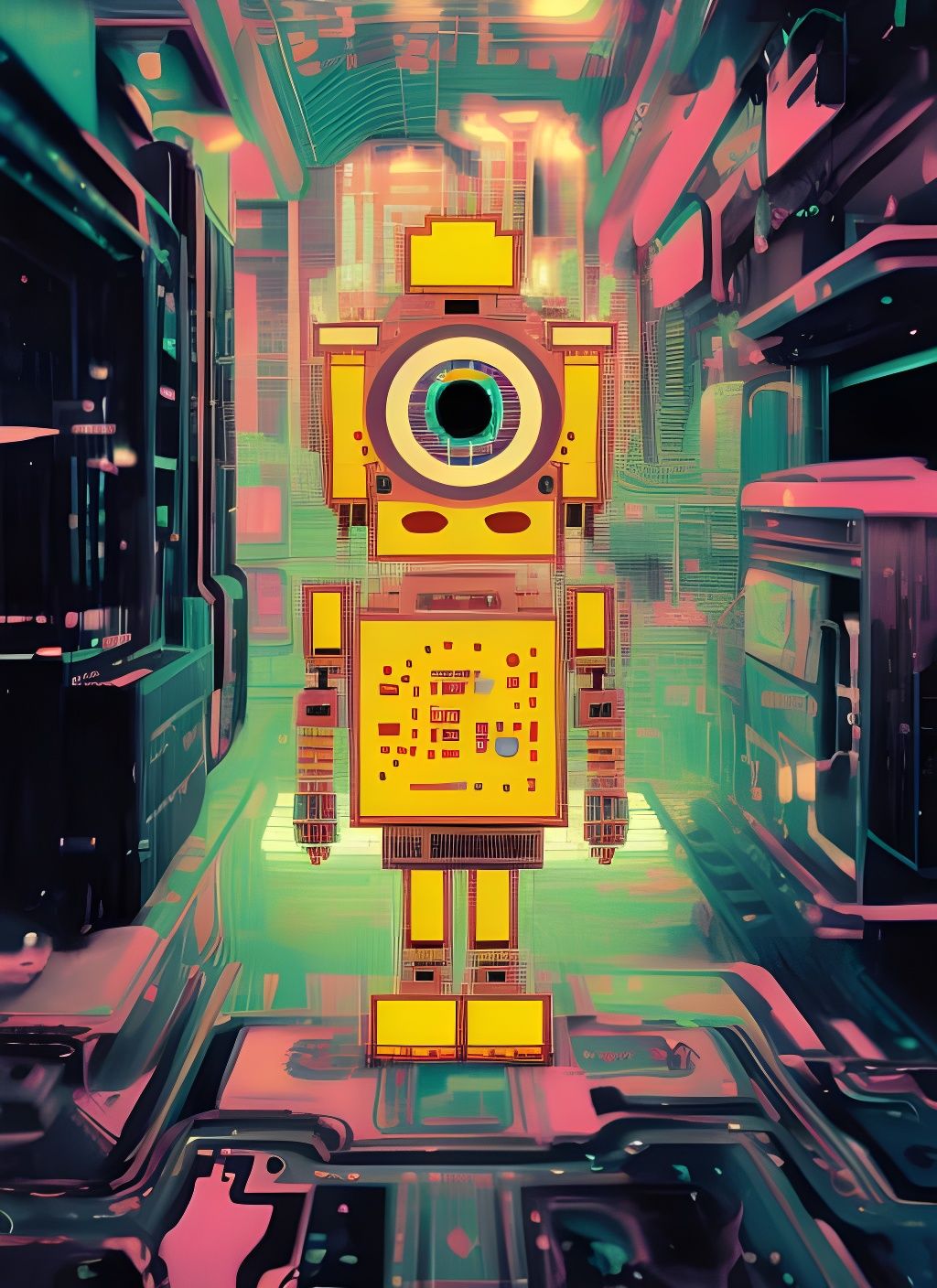 Kawaii Cyberpunk Robot Glitch Art in 8K