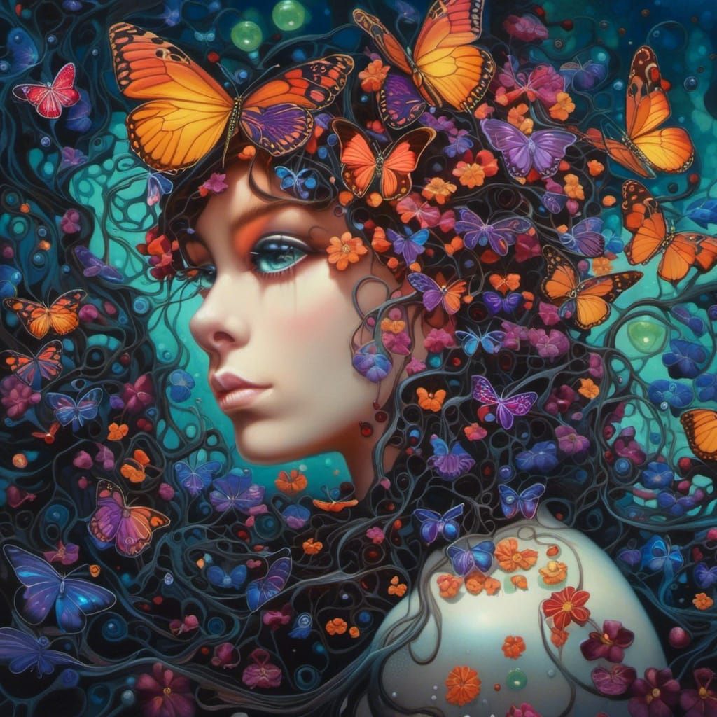 Dark Fairy with Bioluminescent Wings in Enchanted Forest